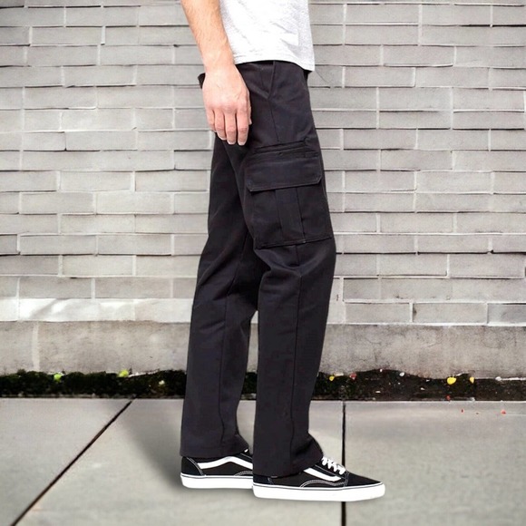 Dickies Mens 42x30 CARGO PANTS Regular Fit Straight Leg Black Twill work utility - Picture 1 of 16